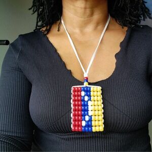 Venezuela‎ Flag Car Mirror Danglers/Necklace . Mini Beaded Flag 2.5" x 3".